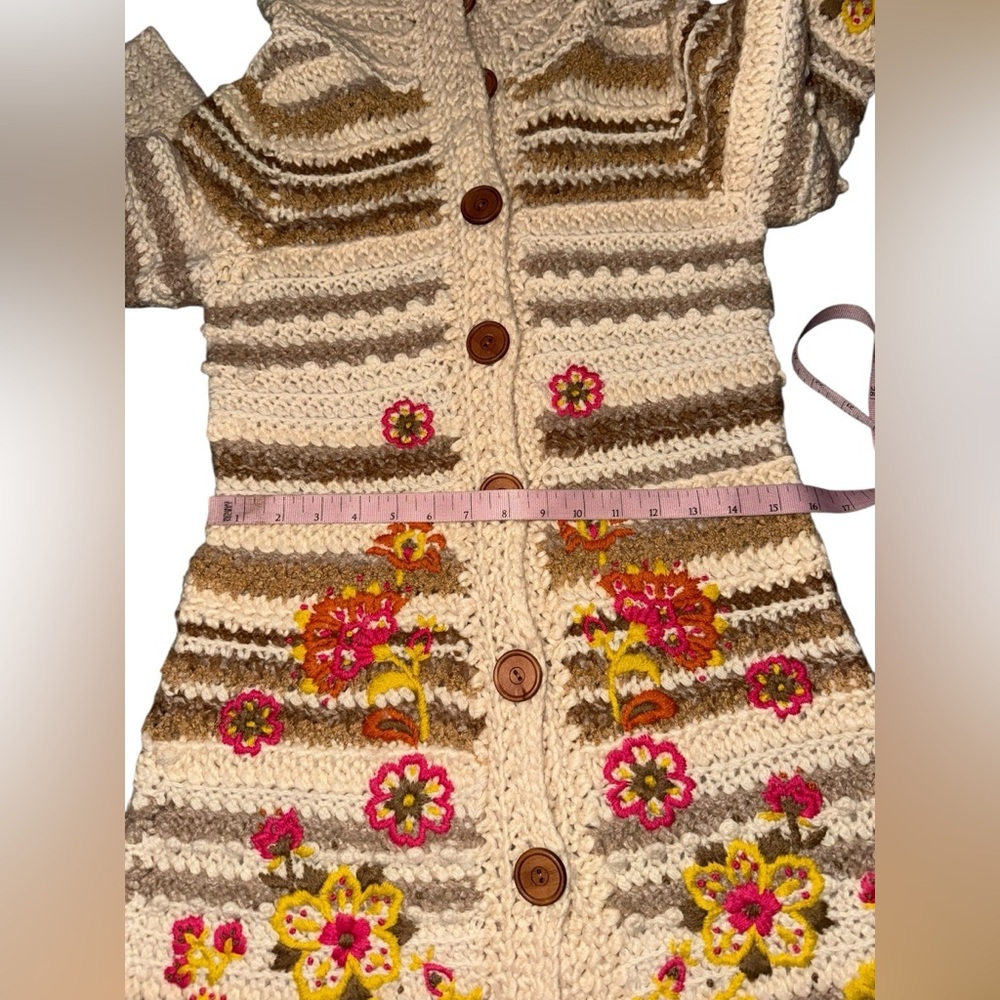 Vintage Anthropologie Y2K Sleeping On Snow Floral Knit Cardigan with Hood Small - Picture 11 of 15